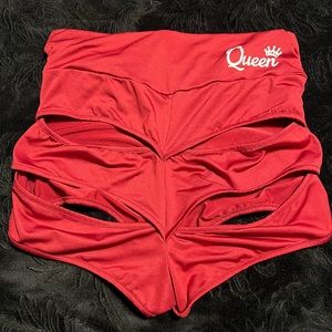 Red Queen booty cut out pole shorts